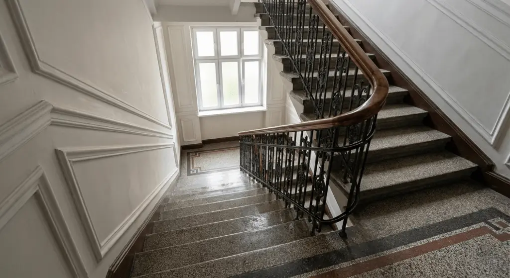 Czysta klatka schodowa w Łodzi