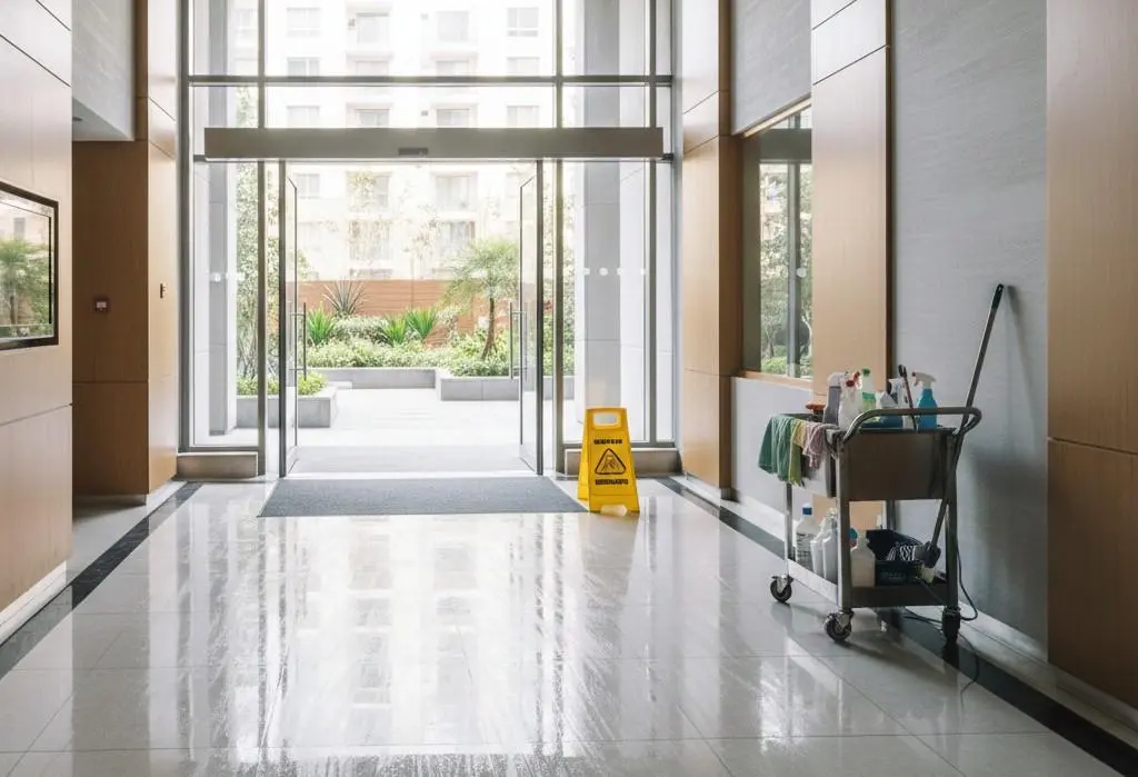 Czysty korytarz biurowca