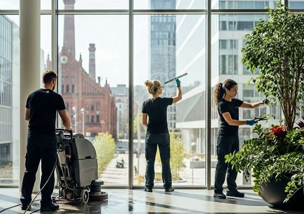 Pracownicy firmy sprzątającej w Łodzi